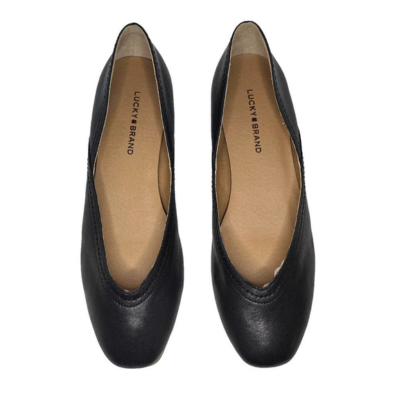 Lucky Brand Black Leather Alba Ballet Flats Square Toe Shoes Women’s Size 7M NEW - Picture 2 of 10